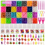 MUDO NEST 11,860+ Rubber Bands Refill Loom Set: 11,000 DIY Loom Bands 500 Clips, 210 Beads, 46 Charms, Loom Bracelet Making Kit for Kids,Rubber Band Bracelet Kit