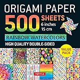 Origami Paper 500 sheets Rainbow Watercolors 6' (15 cm): Tuttle Origami Paper: Double-Sided Origami Sheets Printed with 12 Different Designs (Instructions for 5 Projects Included)