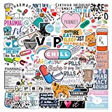 Cute Pharmacist Stickers Pharmacy Vinyl Waterproof Stickers for Water Bottles Phone Skateboard Computer Laptop Luggage 50 Pcs Sticker Pack Gift for Kids Girls Boys Teens Nurse Doctor