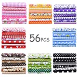 56 Pieces 9.8'x 9.8' (25cm x 25cm) Squares Cotton 100% Floral Printed Sewing Supplies Fabric for Quilting Patchwork, DIY Craft, Scrapbooking Cloth
