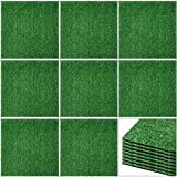 Grass Placemats Artificial Grass Squares Fake Grass Mat Synthetic Turf Patch Realistic Grass Rug with Drainage Hole for Pet DIY Dollhouse Indoor and Outdoor Decoration (8 Pieces,12 x 12 Inch)