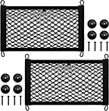 2 Pieces Stretchable Small Cargo Net Pocket Storage Mesh Net Elastic Automotive Cargo Nets Storage Pouch with 8 Pieces Mounting Screws and Hooks for Truck Car SUV Boats (17.7 x 9.8 Inches)