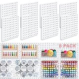 8Pcs White Pegboard Wall Combination, Peg Board Wall Organizer System, Mounting Display DIY Pegboard Kit, Tool Storage Panels Board Rack for Craft Room, Organizer, Storage, Workbench, Kitchen, Office