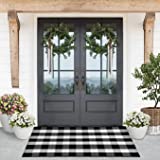 LILI REY Buffalo Plaid Rug – 3x5 Buffalo Plaid Outdoor Rug, Black and White Outdoor Rug, Outdoor Rug 3x5, Front Porch Rug, Buffalo Check Outdoor Rug, Black and White Checkered Rug, Plaid Door mat