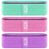 Resistance Bands Set - Booty & Legs Exercise Bands, Anti-Slip Fabric Stretch Bands, Workout Bands for Women/Men, Working Out, Hip Circle Lift, Thigh, Squat, Yoga, at Home Fitness or Gym - 3 Levels