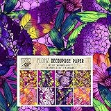 Decoupage Paper Pack (24 Sheets 6'x6') Modern Gypsy Floral Patterns FLONZ Vintage Styled Seamless Pattern Paper for Decoupage, Craft and Scrapbooking