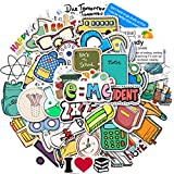 Teen Water Bottle Stickers, Cute Science Study Student School Girl Trendy Laptop Notebook Phone Computer Guitar Skateboard Luggage Vinyl Decal for Kids(School)
