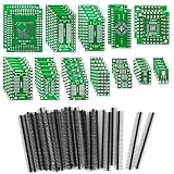 KeeYees 12 Types SMD to DIP Adapter PCB Proto Board Kit SOP8 SOP10 SOP14 SOP16 SOP20 SOP24 SOP28 0402/0603/0805 SMT SOT89/SOT223 TQFP100 QFN32 QFN44/48 with 40pcs 2.54mm Pin Header