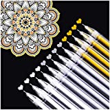 Dyvicl White Gold Silver Gel Pens, 0.5 mm Extra Fine Point Pens Gel Ink Pens for Black Paper Drawing, Sketching, Illustration, Adult Coloring, Journaling, Set of 12