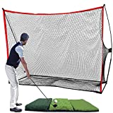 WhiteFang Golf Net Bundle Golf Practice Net 10x7 feet with Golf Chipping Nets Golf Hitting Mat & Golf Balls Packed in Carry Bag for Backyard Driving Indoor Outdoor (3 in 1)