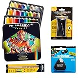 Prismacolor 72-Count Colored Pencils, Triangular Scholar Pencil Eraser, Premier Pencil Sharpener, and Colorless Blender Pencils