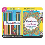Paper Mate Colored Pencils Adult Coloring Kit, Single and Dual Ended, Assorted Colors with Creative Adult Coloring Booklet, 37 Count