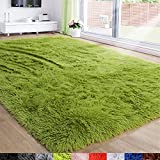 Grass Green Area Rug for Bedroom,4'X6',Fluffy Shag Rug for Living Room,Furry Carpet for Kids Room,Shaggy Throw Rug for Nursery Room,Fuzzy Plush Rug,Green Carpet,Rectangle,Cute Room Decor for Baby