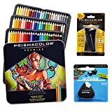 Prismacolor Colored Pencils Box of 72 Assorted Colors, Triangular Scholar Pencil Eraser and Premier Pencil Sharpener