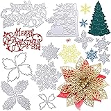 13 Pieces Merry Christmas Metal Cutting Dies Snowflake Christmas Tree Die Cuts Christmas DIY Stencil Template for Embossing Card Making Photo Decorative Paper Scrapbooking