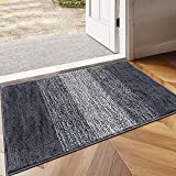 Vaukki Indoor Doormat Entryway Door Rug, Non Slip Absorbent Mud Trapper Mats, Low-Profile Inside Floor Mats, Soft Machine Washable Large Rugs Door Carpet for Entryway (32'x48', Grey)