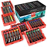 ARTEZA Watercolor Paint, Set of 60 Colors/Tubes (12 ml/0.4 US fl oz) W/ Storage Box, Rich Pigments, Vibrant, Non Toxic Paints for The Artist, Hobby Painters, Ideal for Watercolor Techniques