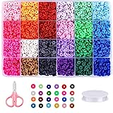 Greentime Clay Beads, 4500pcs Flat Round Spacer Clay Beads Heishi Beads for Bracelets Jewelry Making Kit Earring DIY Crafts for Holiday Gift (24Color 6mm)
