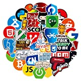 Cartoon Programming Stickers|50pcs| for Teen Kids, Cool Waterproof Decal for Adult Water Bottle, Laptop, Skateboard, Guitar, Bike, Phone, Travel Case (Programmer)
