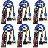 FebSmart GPU Riser for Ethereum Mining Rigs, PCIE Risers for ETH Mining Rigs, GPU Extension Cable, PCIE Extension Cable, PCIE X1 to PCIE X16 Riser, VER006C PCIE Riser, VER006C GPU Riser (Black-6PCS)