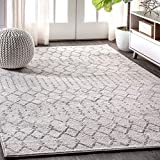 JONATHAN Y MOH101B-8 Moroccan Hype Boho Vintage Diamond 8 ft. x 10 ft. Area-Rug, Bohemian, Southwestern, Casual, Transitional, Pet Friendly, Non Shedding, Stain Resistant, Easy-Cleaning, Cream/Gray