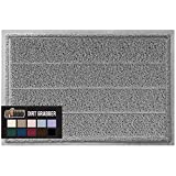 Gorilla Grip Dirt Grabber Mesh Door Mat, Quick Dry Shoe Scraper, Stain and Fade Resistant, Repels Water, Heavy Duty Striped Doormat, Low-Profile Mats for Indoor, Outdoor, Entry, Patio, 35x23, Gray