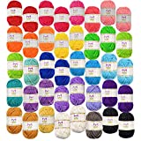 40 Assorted Colors Acrylic Yarn Skeins with 7 E-Books - Perfect Yarn for Crocheting and Knitting Mini Project - by Mira HandCrafts