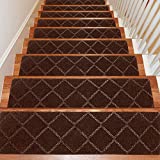Seloom Stair Treads Carpet Non-Slip with Non Skid Backing Specialized for Indoor Wooden Steps, Removable Washable Step Runners Perfect for Dogs( Brown, 15-Pack, 8 x 30 in)