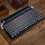 Retro Typewriter Keyboard, Kchibo Electric Typewriter Vintage with Upgraded Mechanical Bluetooth 5.0,Multi Devices Connection Classical Wooden,Punk Round Keys for Desktop PC/Laptop/Phone