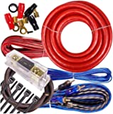 Gravity 1/0 Gauge Power Amp Kit Up to 6500 Watts Premium Elite Pro Flexible RCA Speakers Wires , 250A + 300A Fuse Included , Complete Blue DIY Hobbyist AWG Amplifier Installation Wiring