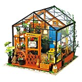 RoWood DIY Miniature Dollhouse Kit, Miniature Greenhouse Craft Kits to Build, Birthday for Adults Teens - Cathy's Flower House