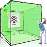 Golf Cage Net Golf Hitting Cage Practice Driving Net Heavy Duty Golf Net High Impact Double Back Stop with Target Training Aids Automatic Ball Return Net for Backyard