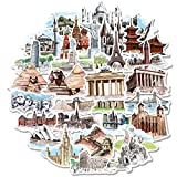 STICKALYLY 36Pcs World Architecture Tourism PVC Stationery Stickers for Latop Water Bottle Scrapbooking DIY Diary Album Label Cool Sticker