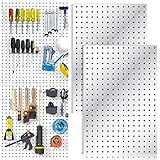 2 Pcs Metal Pegboard Wall Panels - Pegboard Wall Organizer System - Mounting Display DIY Pegboard Kit, Tool Storage Panel Board Rack for Organizer, Storage, Craft Room, Workbench, Kitchen, Office