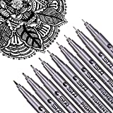 Dyvicl Black Micro-Pen Fineliner Ink Pens, Pigment Liner Multiliner Pens Micro Fine Point Drawing Pens for Sketching, Anime, Manga, Artist Illustration, Journaling, 9 Pieces
