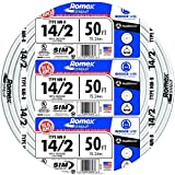Southwire 28827422 50' 14/2 with ground Romex brand SIMpull residential indoor electrical wire type NM-B, White