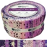 Needles Quilt Studio - 2.5' Precut 40 Fabric Strip Bundle (Amethyst Garden) | Cotton Strips Bundles for Quilting - Jelly Rolls for Quilting Assortment Fabrics Quilters & Sewing - Precuts Cloth Quilts