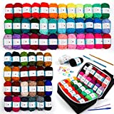 62 Acrylic Yarn Skeins, 2170 Yards Yarn for Knitting and Crochet, Includes 2 Crochet Hooks,2 Weaving Needles,10 Stitch Markers, Perfect Crochet Beginner Kit for for Adults Kids by Inscraft