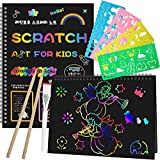Smasiagon Scratch Paper Art Set for Kids, 2 Pack Scratch Off Art Notebook Crafts Gift for Kids Ages 3 4 5 6 7 8 9 10 Girls Boys Birthday Halloween Christmas Party Games DIY Favor Activity