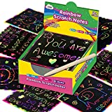 ZMLM Rainbow Scratch Mini Art Notes - 125 Magic Scratch Note Pads Cards Sheets for Kids Black Scratch Crafts Arts DIY Party Favor Supplies Kit Birthday Game Toy Gifts Box for Girls Boys Halloween