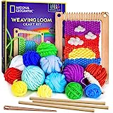NATIONAL GEOGRAPHIC Kids Weaving Kit - Arts & Crafts Loom Weaving Kit for Kids with Wooden Loom, Yarn & 3 Fun Designs Kids Can Easily Weave, Easy Weaving Loom for Kids, Child Weaving Set, Kids Loom