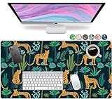 French Koko Large Mouse Pad, Desk Mat, Keyboard Pad, Desktop Home Office School Essentials College Cute Decor Big Extended Laptop Protector Computer Accessories Pretty Mousepad XL Leopard Jungle
