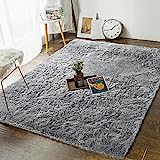 Andecor Soft Fluffy Bedroom Rugs - 4 x 6 Feet Indoor Shaggy Plush Area Rug for Boys Girls Kids Baby College Dorm Living Room Home Decor Floor Carpet, Grey