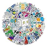 50Pcs Cute Robot Stickers, Science Theme Vinyl Waterproof Decals for Computer Skateboard Laptop Water Bottle Luggage Notebook for Kids Teens Adult