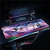 Mouse Pads RGB Kawaii Sexy Anime Girls Moon Mouse Pad Large Computer Keyboard Laptop Gaming Accessories Kawaii Pink Desk Mat PC CS GO,RGB,15.7X35.4inches