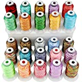 New brothread 25 Colors Variegated Polyester Embroidery Machine Thread Kit 500M (550Y) Each Spool for Brother Janome Babylock Singer Pfaff Bernina Husqvaran Embroidery and Sewing Machines