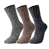 GLENMEARL 3 Pack Womens and Mens Merino Wool Hiking Socks Winter Warm Soft Snow Boot Crew Socks for Women & Mens (Size 7-10)