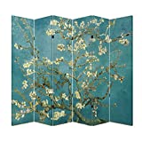 Wooden Folding Screen Canvas Privacy Partition Room Divider - Vincent Van Gogh Almond Blossoms (6 Panels)