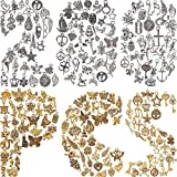BIHRTC 200 Pack of Jewelry Charms Mixed Smooth Silver Metal Charms Pendants DIY Charm Bracelet Making Gold Charm Bracelet for Women Bracelet Necklace Jewelry Findings