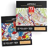 Arteza Coloring Books for Adults, 2 Pack, Animal & Doodle Designs, Grey Outlines, 144 Sheets Total, 100 lb, 6.4x6.4 Inches, for Anxiety, Stress Relief & Relaxing, Detachable Pages